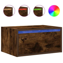 vidaXL Wall-mounted Bedside Cabinet with LED Lights Smoked Oak cabinet