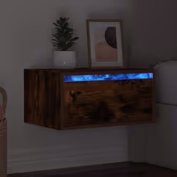 vidaXL Wall-mounted Bedside Cabinet with LED Lights Smoked Oak cabinet - Additional view 4