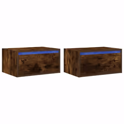 vidaXL Wall-mounted Bedside Cabinets with LED Lights 2 pcs Smoked Oak cabinet