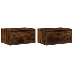 vidaXL Wall-mounted Bedside Cabinets with LED Lights 2 pcs Smoked Oak cabinet