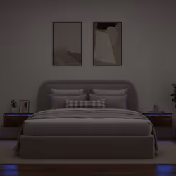 vidaXL Wall-mounted Bedside Cabinets with LED Lights 2 pcs Smoked Oak cabinet - Additional view 4