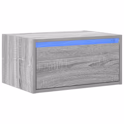 vidaXL Wall-mounted Bedside Cabinet with LED Lights Grey Sonoma cabinet - Additional view 2