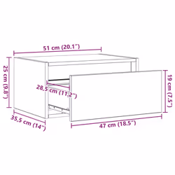 vidaXL Wall-mounted Bedside Cabinet with LED Lights Grey Sonoma cabinet - Additional view 3