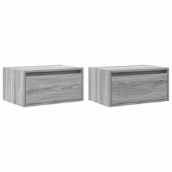 vidaXL Wall-mounted Bedside Cabinets with LED Lights 2 pcs Grey Sonoma cabinet - Additional view 2