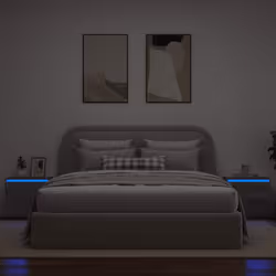 vidaXL Wall-mounted Bedside Cabinets with LED Lights 2 pcs Grey Sonoma cabinet - Additional view 4