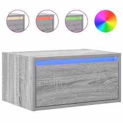 vidaXL Wall-mounted Bedside Cabinets with LED Lights 2 pcs Grey Sonoma cabinet - Additional view 5