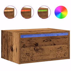 vidaXL Wall-mounted Bedside Cabinet with LED Lights Old Wood cabinet
