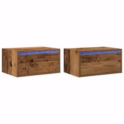 vidaXL Wall-mounted Bedside Cabinets with LED Lights 2 pcs Old Wood cabinet