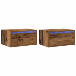 vidaXL Wall-mounted Bedside Cabinets with LED Lights 2 pcs Old Wood cabinet