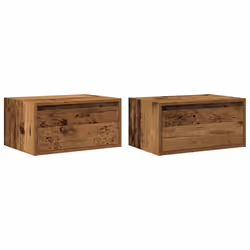 vidaXL Wall-mounted Bedside Cabinets with LED Lights 2 pcs Old Wood cabinet
