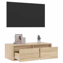 vidaXL TV Cabinet with LED Lights Sonoma Oak 75x35.5x25 cm TV stand - Additional view 4