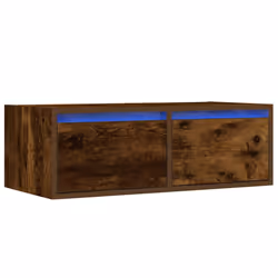 vidaXL TV Cabinet with LED Lights Smoked Oak 75x35.5x25 cm TV stand - Additional view 2