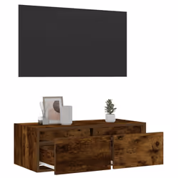 vidaXL TV Cabinet with LED Lights Smoked Oak 75x35.5x25 cm TV stand - Additional view 4