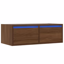 vidaXL TV Cabinet with LED Lights Brown Oak 75x35.5x25 cm TV stand - Additional view 2