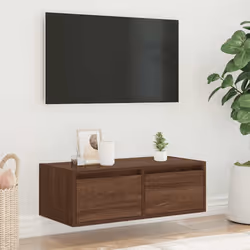 vidaXL TV Cabinet with LED Lights Brown Oak 75x35.5x25 cm TV stand - Additional view 3