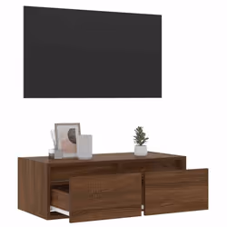 vidaXL TV Cabinet with LED Lights Brown Oak 75x35.5x25 cm TV stand - Additional view 4