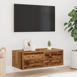 vidaXL TV Cabinet with LED Lights Old Wood 75x35.5x25 cm TV stand - Additional view 3