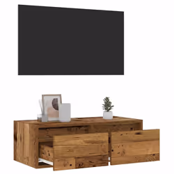 vidaXL TV Cabinet with LED Lights Old Wood 75x35.5x25 cm TV stand - Additional view 4