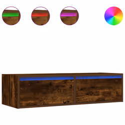 vidaXL TV Cabinet with LED Lights Smoked Oak 100X35.5x25 cm TV stand - Additional view 3