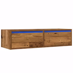 vidaXL TV Cabinet with LED Lights Old Wood 100X35.5x25 cm TV stand - Additional view 2