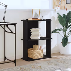 vidaXL Bookcase 3-Tier Black 60x30x80 cm Engineered Wood bookshelf book case
