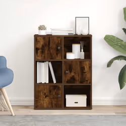 vidaXL Bookcase Bookshelf Cabinet Storage Shelf Book Stand Engineered Wood - smoked oak, 76.5 cm/ 60 cm - Additional view 2