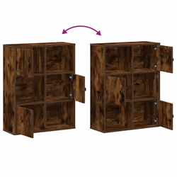 vidaXL Bookcase Bookshelf Cabinet Storage Shelf Book Stand Engineered Wood - smoked oak, 76.5 cm/ 60 cm - Additional view 7
