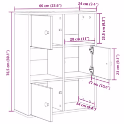 vidaXL Bookcase Bookshelf Cabinet Storage Shelf Book Stand Engineered Wood - brown oak, 76.5 cm/ 60 cm - Additional view 10