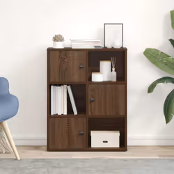 vidaXL Bookcase Bookshelf Cabinet Storage Shelf Book Stand Engineered Wood - brown oak, 76.5 cm/ 60 cm