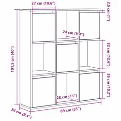 vidaXL Bookcase Bookshelf Cabinet Storage Shelf Book Stand Engineered Wood - sonoma oak, 101.5 cm/ 89 cm