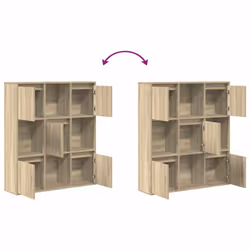 vidaXL Bookcase Bookshelf Cabinet Storage Shelf Book Stand Engineered Wood - sonoma oak, 101.5 cm/ 89 cm - Additional view 6