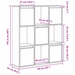 vidaXL Bookcase Bookshelf Cabinet Storage Shelf Book Stand Engineered Wood - grey sonoma, 101.5 cm/ 89 cm