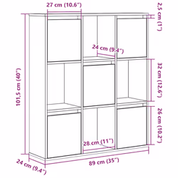 vidaXL Bookcase Bookshelf Cabinet Storage Shelf Book Stand Engineered Wood - brown oak, 101.5 cm/ 89 cm