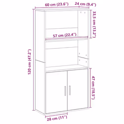 vidaXL Bookcase Sonoma Oak 60x24x120 cm Engineered Wood bookshelf book case - black