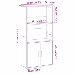 vidaXL Bookcase Sonoma Oak 60x24x120 cm Engineered Wood bookshelf book case - brown oak - Additional view 9