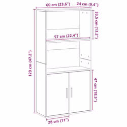 vidaXL Bookcase Sonoma Oak 60x24x120 cm Engineered Wood bookshelf book case - old wood - Additional view 9