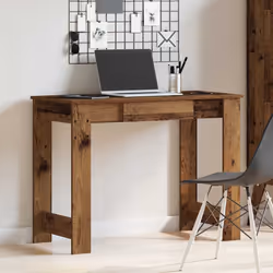 vidaXL Desk Concrete Grey 100x45x75 cm Engineered Wood office desk study desk - old wood