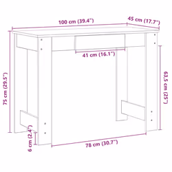 vidaXL Desk Concrete Grey 100x45x75 cm Engineered Wood office desk study desk - old wood - Additional view 9