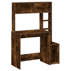 vidaXL Desk with Shelves Writing Compter Table Study Desk Engineered Wood - smoked oak