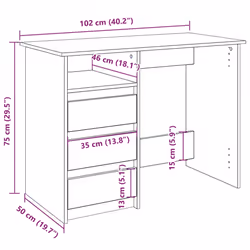 vidaXL Desk Writing Table Working Desk Study Computer Desk Engineered Wood - old wood - Additional view 9