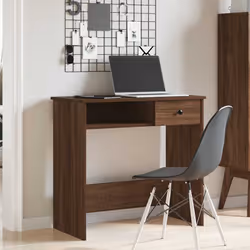 vidaXL Desk White 80x40x75 cm Engineered Wood office desk study desk - brown oak
