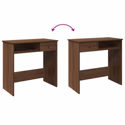vidaXL Desk White 80x40x75 cm Engineered Wood office desk study desk - brown oak - Additional view 7