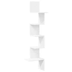 vidaXL Wall Corner Shelf Wall Rack Wall-mounted Storage Shelf Engineered Wood - white