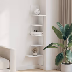 vidaXL Wall Corner Shelf Wall Rack Wall-mounted Storage Shelf Engineered Wood - white