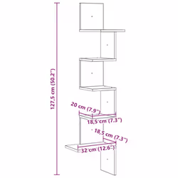 vidaXL Wall Corner Shelf Wall Rack Wall-mounted Storage Shelf Engineered Wood - white - Additional view 8