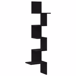 vidaXL Wall Corner Shelf Wall Rack Wall-mounted Storage Shelf Engineered Wood - black