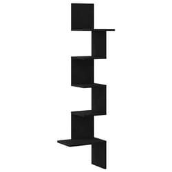 vidaXL Wall Corner Shelf Wall Rack Wall-mounted Storage Shelf Engineered Wood - black