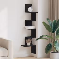 vidaXL Wall Corner Shelf Wall Rack Wall-mounted Storage Shelf Engineered Wood - black