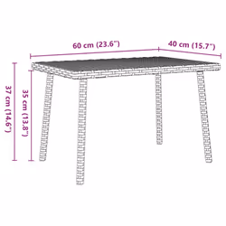 vidaXL Garden Coffee Table Rectangular Light Grey 40x40x37 cm Poly Rattan - brown, 60 x 40 x 37 cm