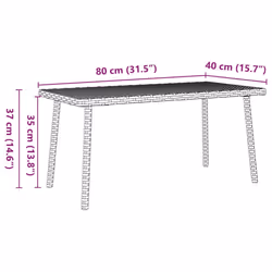 vidaXL Garden Coffee Table Rectangular Light Grey 40x40x37 cm Poly Rattan - brown, 80 x 40 x 37 cm
